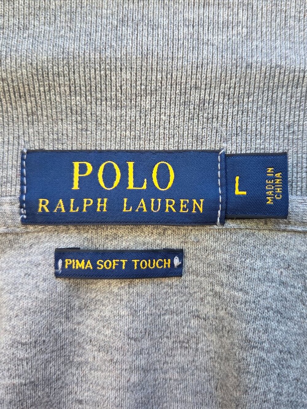 Polo Ralph Lauren Shirt Men L 100% Pima Cotton Soft Touch Polo Grey LS Prestine